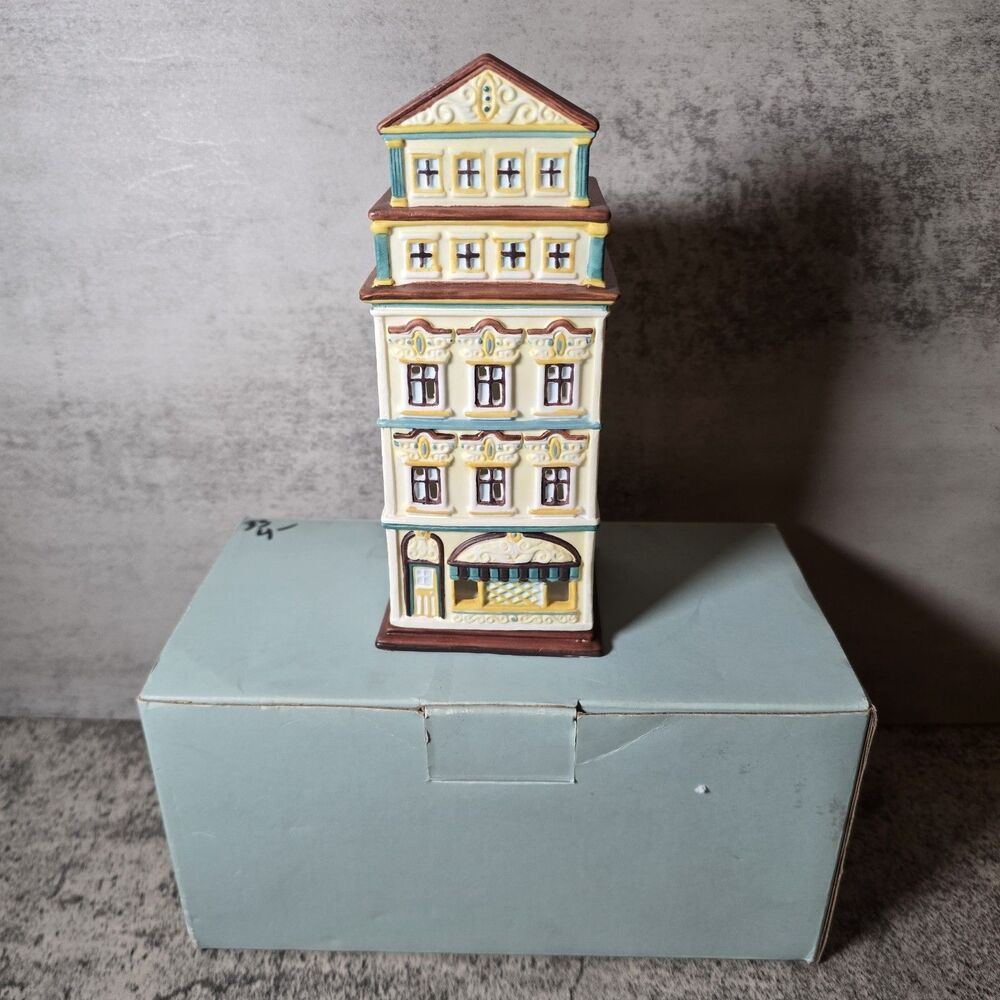 PartyLite Cafe Amsterdam Tealight House P8275 Hand Painted Retired Cottagecore - Picture 2 of 5